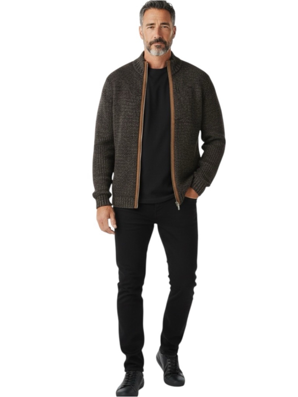 Eastern Mountain Sports Cardigan Chunky Knit Lamb Wool Blend Sweater Full Zip XL